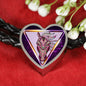 Horse Designer Art Print Heart Charm Leather Woven Bracelet