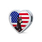 Doberman Pinscher Print Heart Charm Leather Bracelet