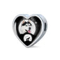 Siberian Husky Dog Print Heart Charm Leather Bracelet