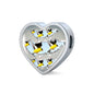 American Goldfinch Bird Print Heart Charm Leather Woven Bracelet