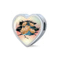 Golden Hamster Print Heart Charm Leather Woven Bracelet
