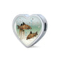 Corydoras Paleatus Fish Print Heart Charm Leather Woven Bracelet