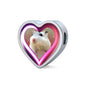 Campbell Dwarf Hamster Print Heart Charm Leather Woven Bracelet