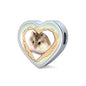 Robo Hamster Print Heart Charm Leather Woven Bracelet