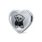 Cute Dog Art Print Heart Charm Leather Bracelet