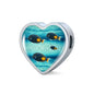 Achilles Tang Fish Print Heart Charm Leather Bracelet