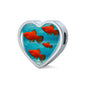 Southern Platyfish Fish Print Heart Charm Braided Bracelet