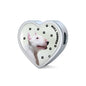Bull Terrier Print Heart Charm Leather Bracelet