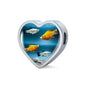 Common Molly Fish Print Heart Charm Leather Woven Bracelet