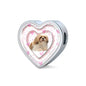 Shih Tzu Dog Print Heart Charm Leather Bracelet