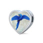 Hyacinth Macaw Parrot Art Print Heart Charm Leather Woven Bracelet
