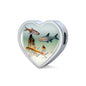 Glowlight Tetra Fish Print Heart Charm Leather Bracelet