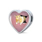 Lovely Hamster Print Heart Charm Leather Woven Bracelet