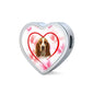 Basset Hound Print Heart Charm Braided Bracelet