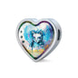 Cat Watercolor Art Print Heart Charm Leather Woven Bracelet