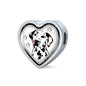 Dalmatian Dog Art Print Heart Charm Leather Woven Bracelet
