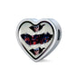 American Flag Skull Print Heart Charm Leather Woven Bracelet