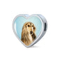 Afghan Hound Dog Print Heart Charm Leather Bracelet