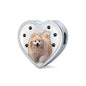 Cute Pomeranian Print Heart Charm Braided Bracelet