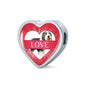 Bearded Collie Dog Print Heart Charm Leather Bracelet