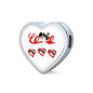 Japanese Chin Print heart Woven Leather Charm Bracelet