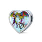 American Quarter Horse Print Heart Charm Leather Bracelet