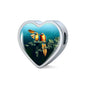 Lovely Parrot Print Heart Charm Leather Woven Bracelet