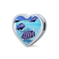 Afra Cichlid Fish Print Heart Charm Leather Woven Bracelet