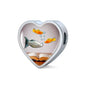 Mollies Fish Print Heart Charm Leather Bracelet