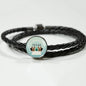 Yorkshire Terrier (Yorkie) Texas Print Woven Leather Charm Bracelet