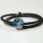 Siamese Fighting Fish Print Circle Charm Leather Bracelet