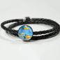 Common Molly Fish Family Print Circle Charm Leather Bracelet