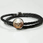 Norwegian Forest Cat Print Circle Charm Leather Bracelet