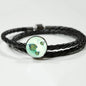Angelfish Print Circle Charm Leather Bracelet