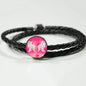 Devon Rex Cat Print Circle Charm Leather Bracelet