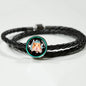 Syrian Hamster Print Circle Charm Leather Woven Bracelet
