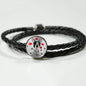 Cute Boston Terrier Print Circle Charm Leather Bracelet