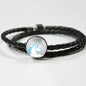 Cute Unicorn Print Circle Charm Leather Bracelet