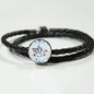 Amazing Percheron Horse Print Circle Charm Leather Bracelet