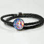 Friesian Horse Print Circle Charm Leather Bracelet