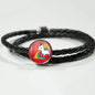 Unicorn Rainbow Print Circle Charm Leather Bracelet