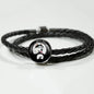 Siberian Husky Dog Print Circle Charm Leather Bracelet