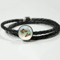 Corydoras Paleatus Fish Print Circle Charm Leather Bracelet