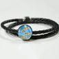 Glowlight Tetra Fish Print Circle Charm Leather Bracelet