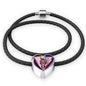 Horse Designer Art Print Heart Charm Leather Woven Bracelet