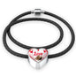Yorkshire Terrier(Yorkie) Love Print Heart Charm Leather Bracelet