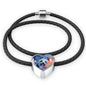 Yorkie Art Print Heart Charm Leather Bracelet