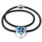Border Collie Dog Art Print Heart Charm Leather Woven Bracelet