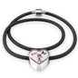Labrador Retriever Texas Print Heart Charm Leather Bracelet