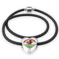 American Paint Horse Print Heart Charm Leather Bracelet
